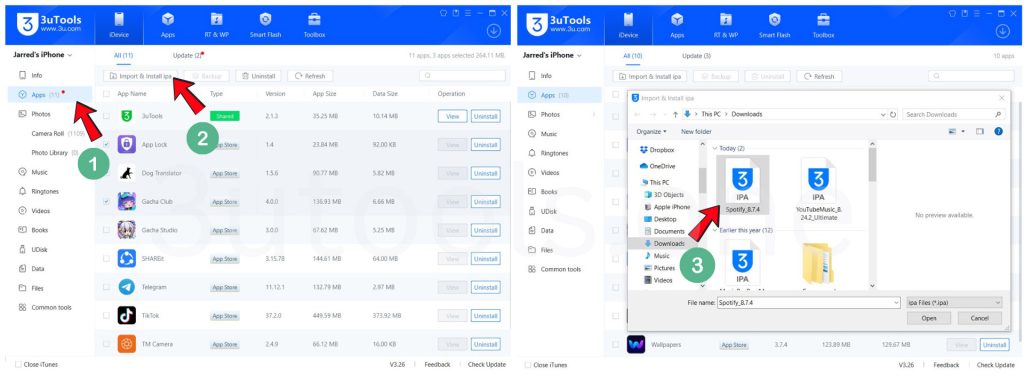 ipa file install to iphone with 3utools