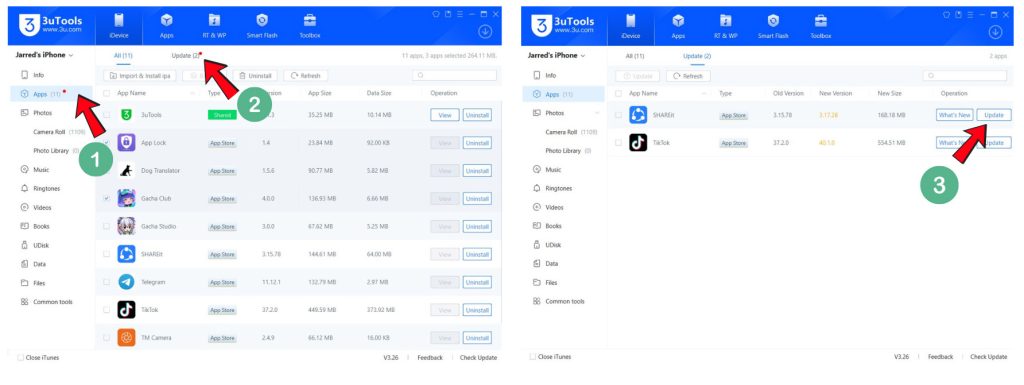 iphone apps update with 3utools