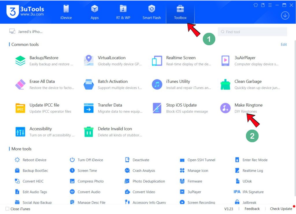 make ringtone option on 3utools