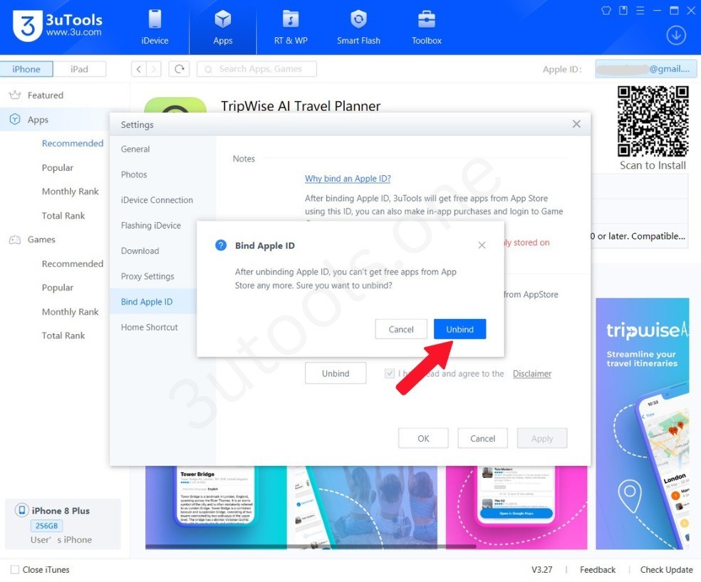 unbind iphone from 3utools app