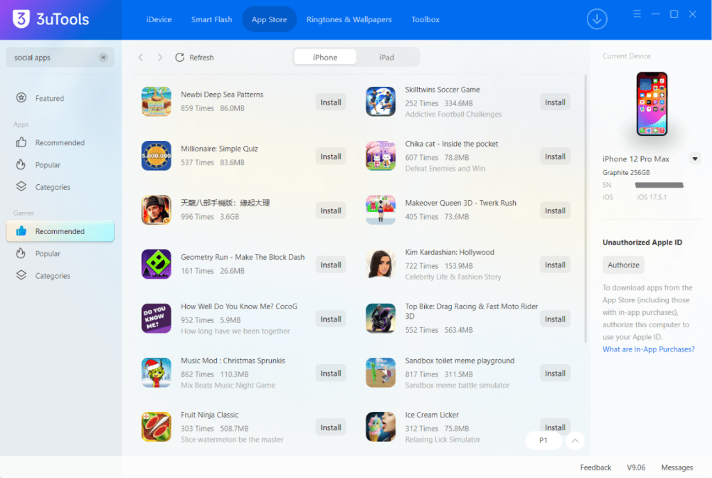 3utools games section
